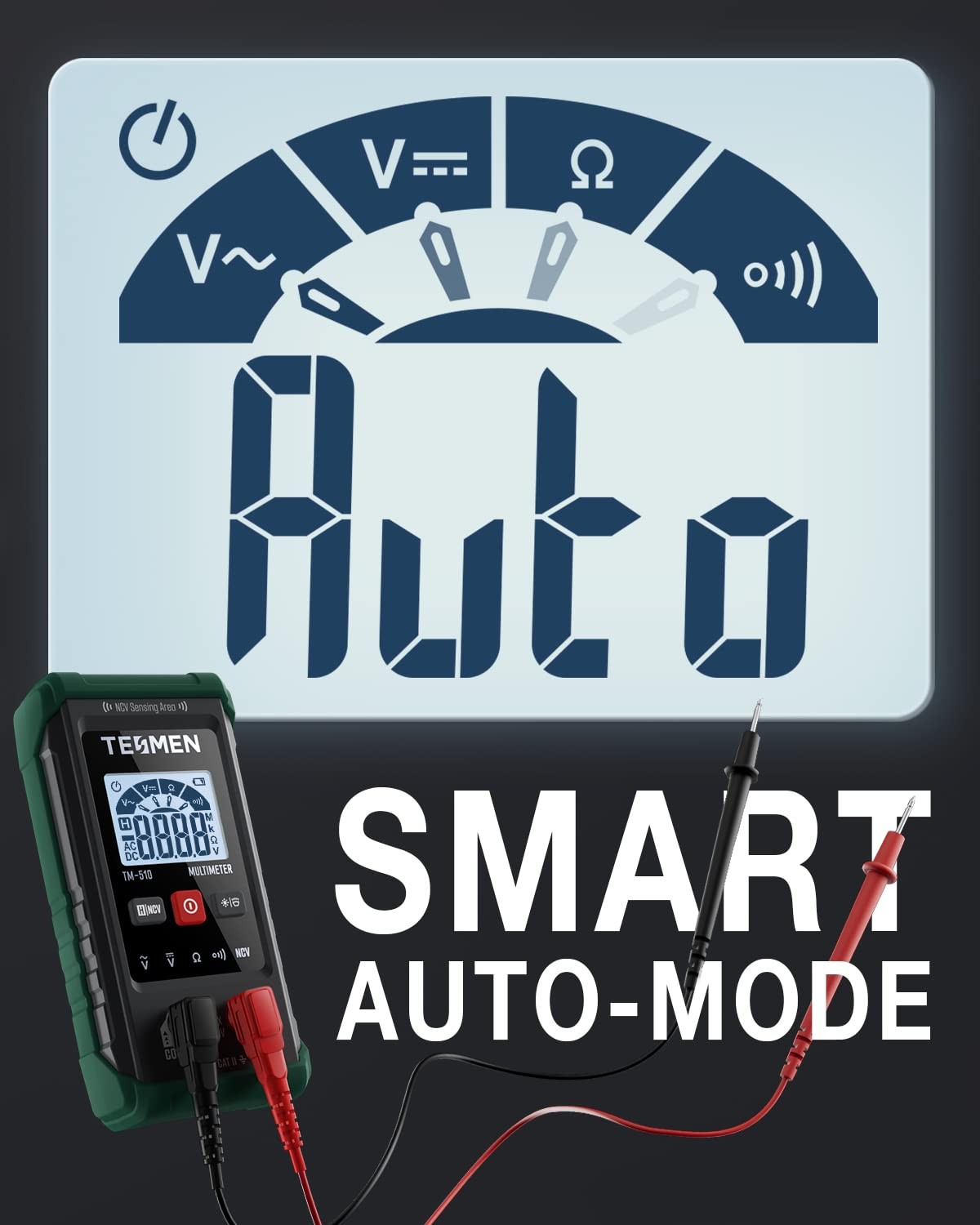 TM-510 Digital Multimeter 4000 Counts Auto-Ranging Voltmeter Voltage Tester