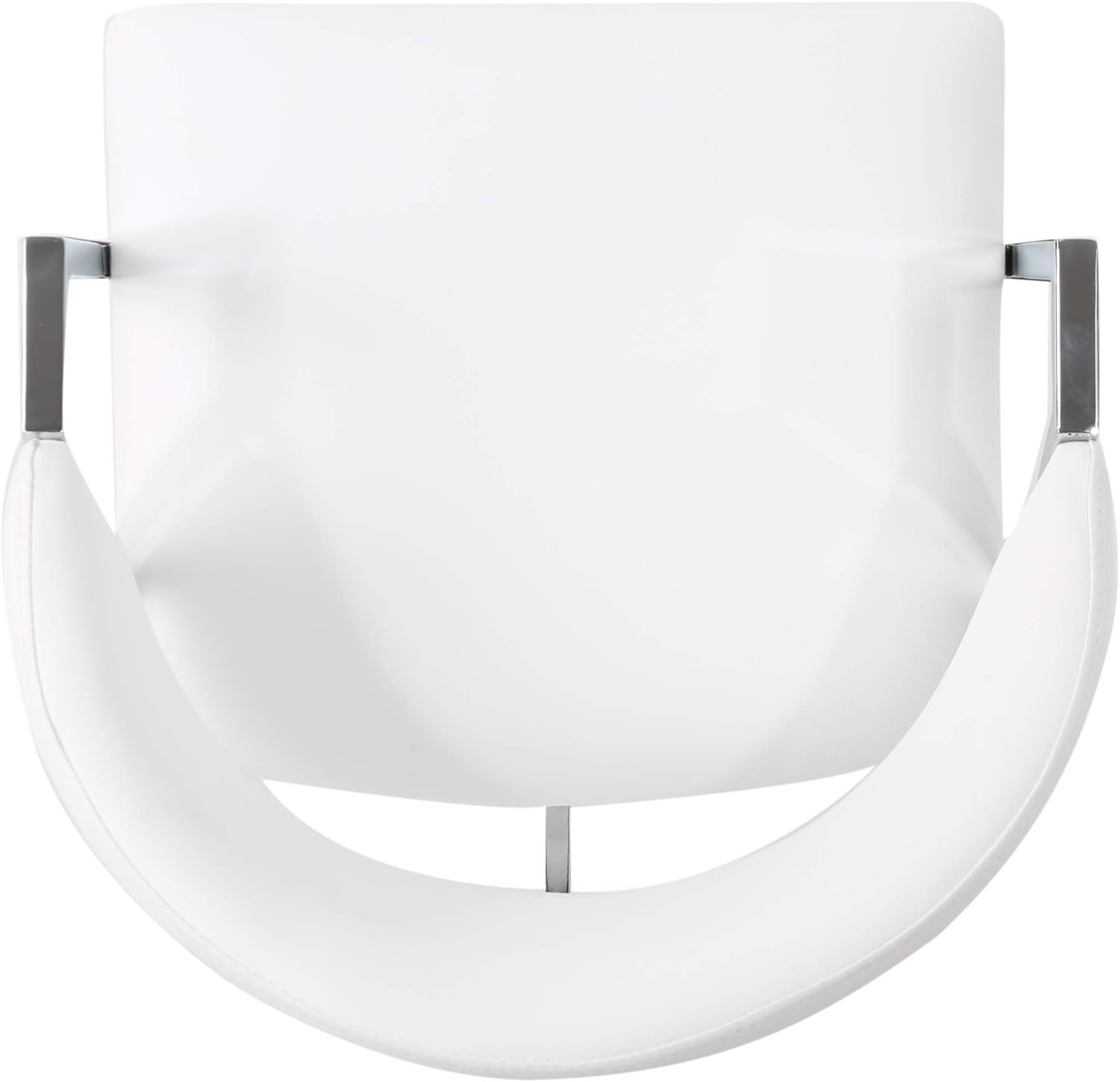 Ivory & Chrome Marlon Modern Leather Barstools - Set of 2, 28.25" Height