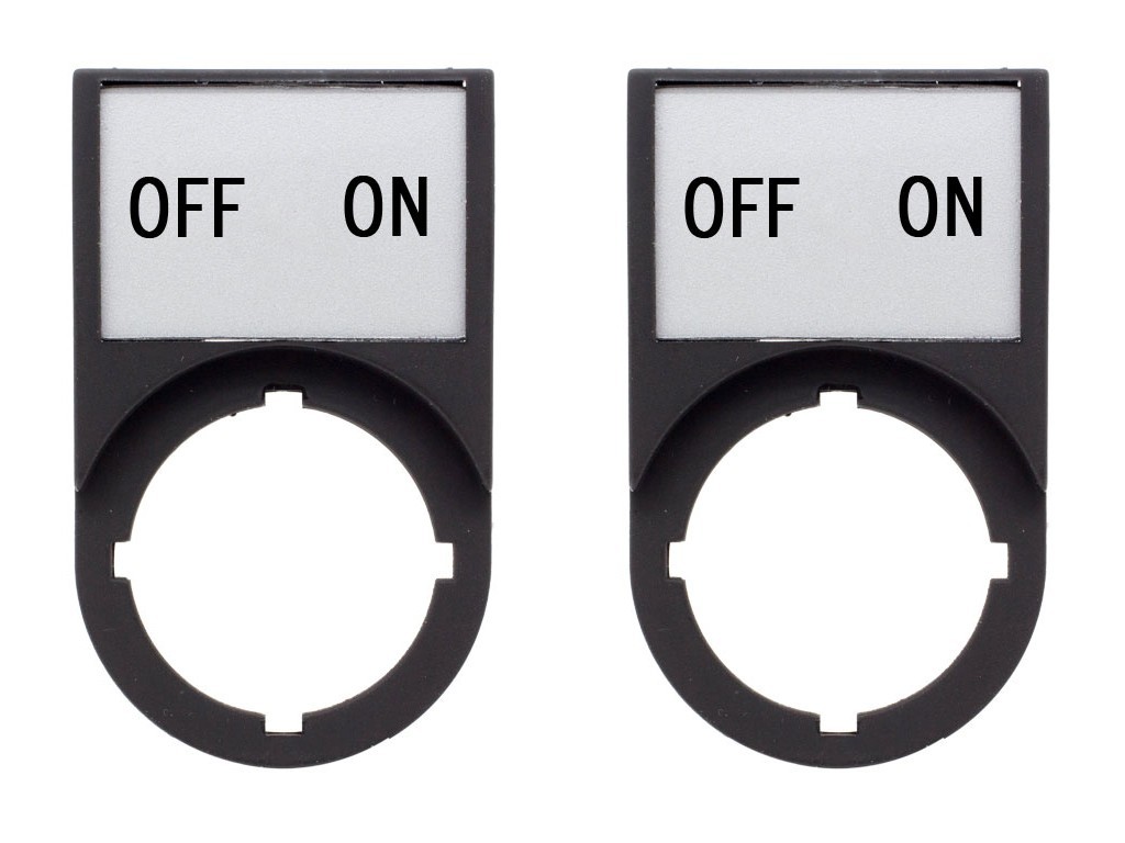 Legend Plate "OFF ON" with Holder For Use with 22mm Switches (Pack of 2)