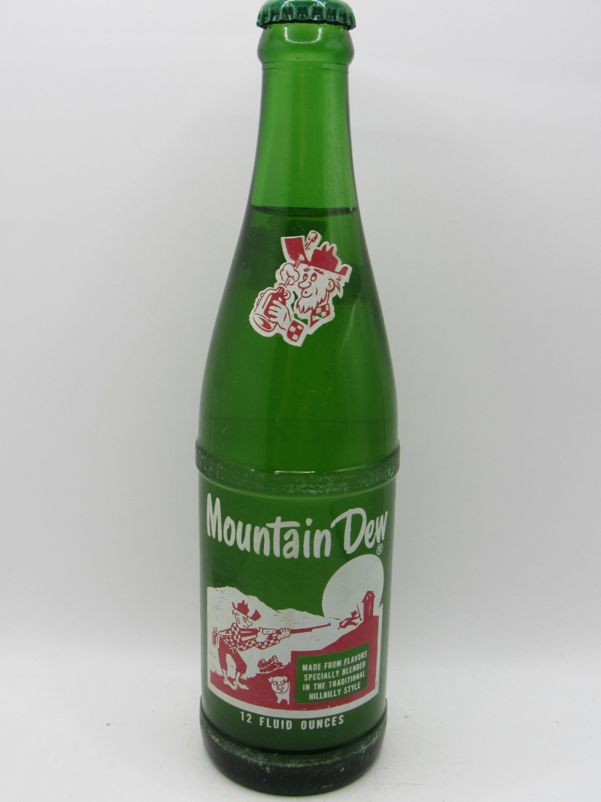 MOUNTAIN DEW Bottle - Red Willy the Hillbilly - Pepsi - 1966