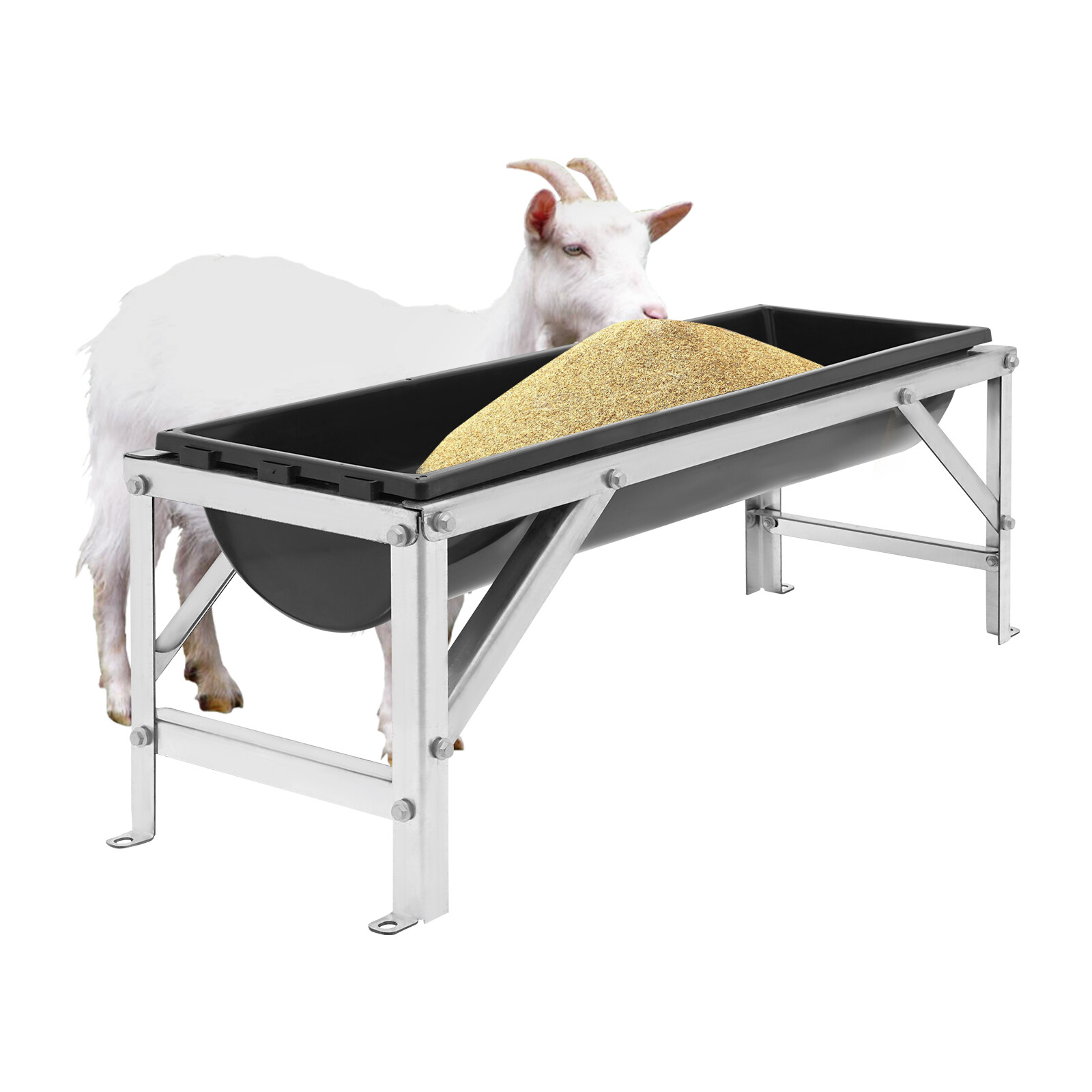 39" Metal Livestock Feed Trough Horse Feeder Water Trough With Stand For Farms