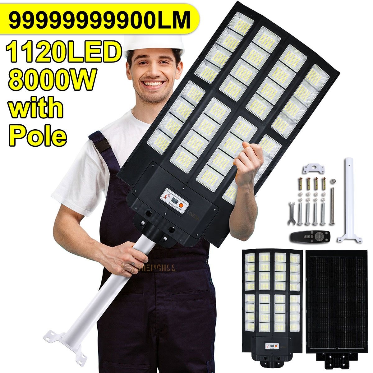 20000000LM Commercial Solar Street Light Outdoor Dusk to Dawn Solar Super Bright