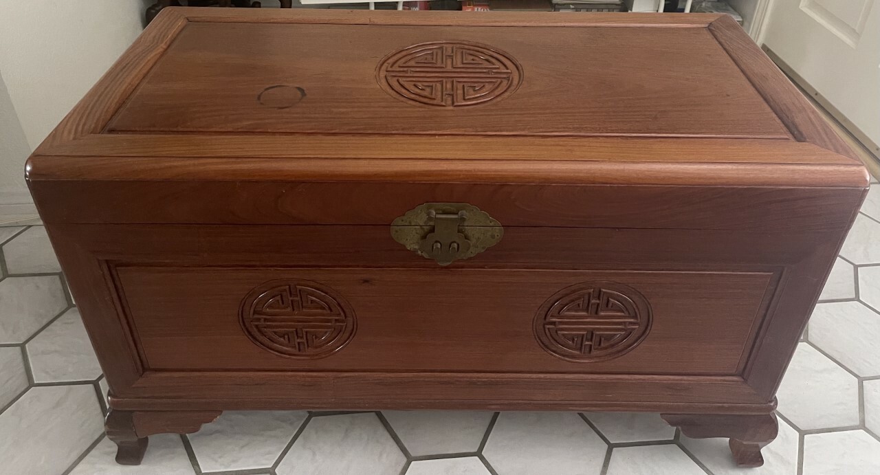 Chinese vintage Solid Rosewood Carved Camphor Chest Trunk