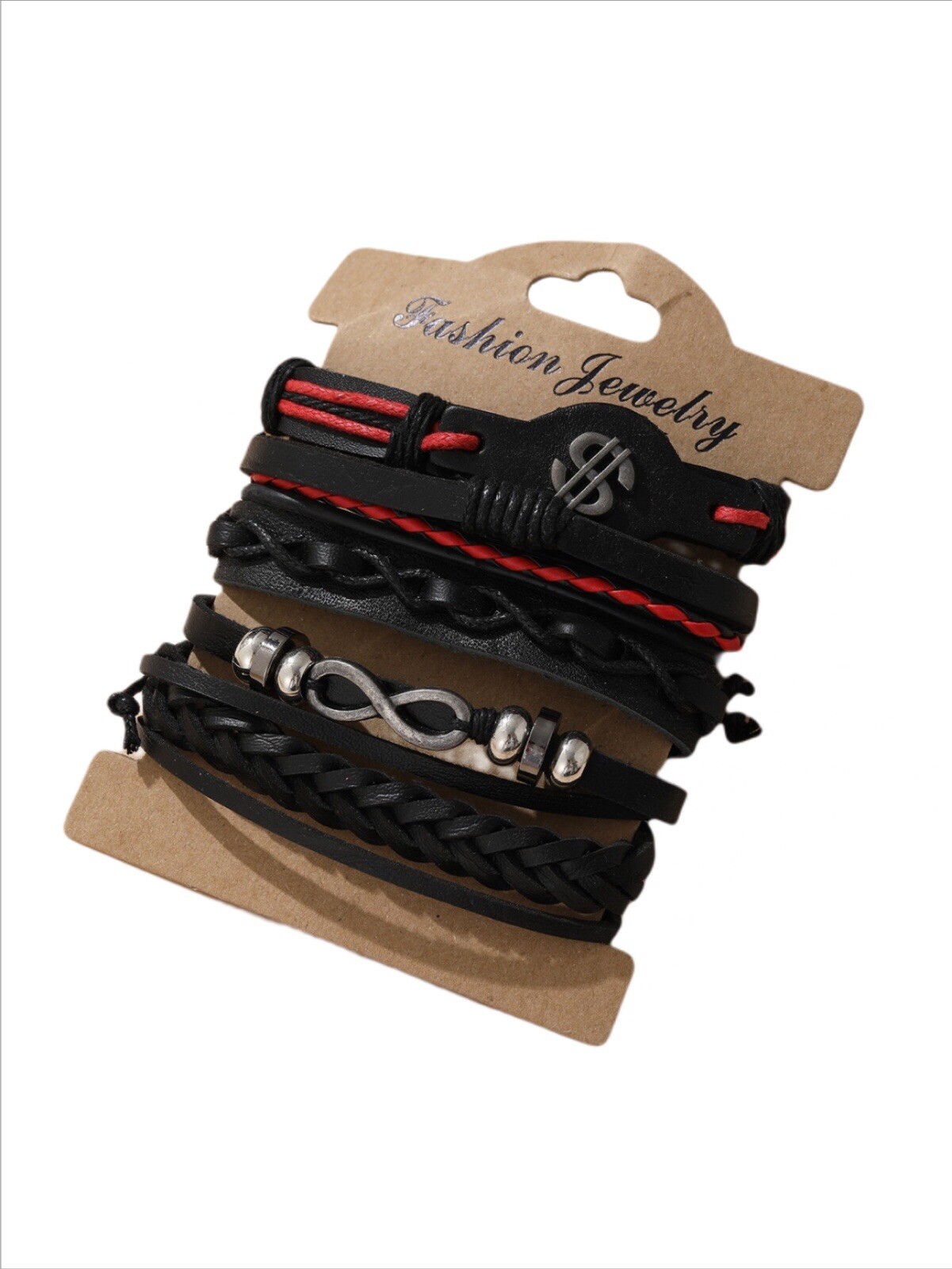 Women's Set of 5pcs PU Leather Bracelet.