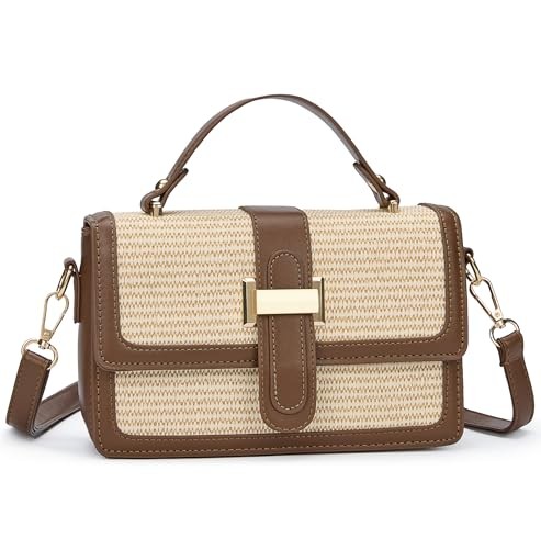 Straw Crossbody Purses Bags for Women, Top Small Summer Handbags Beach Brown