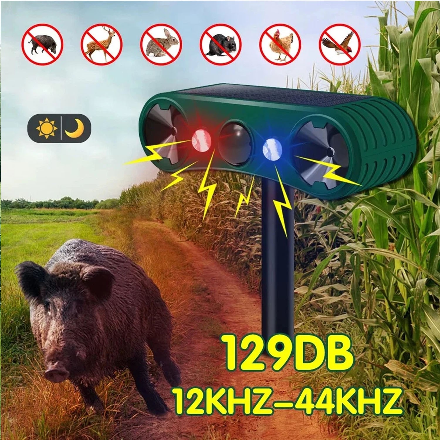 Solar Outdoor Motion Sensor Alarm 2*130db Ultrasonic Siren Motion Detector Alarm