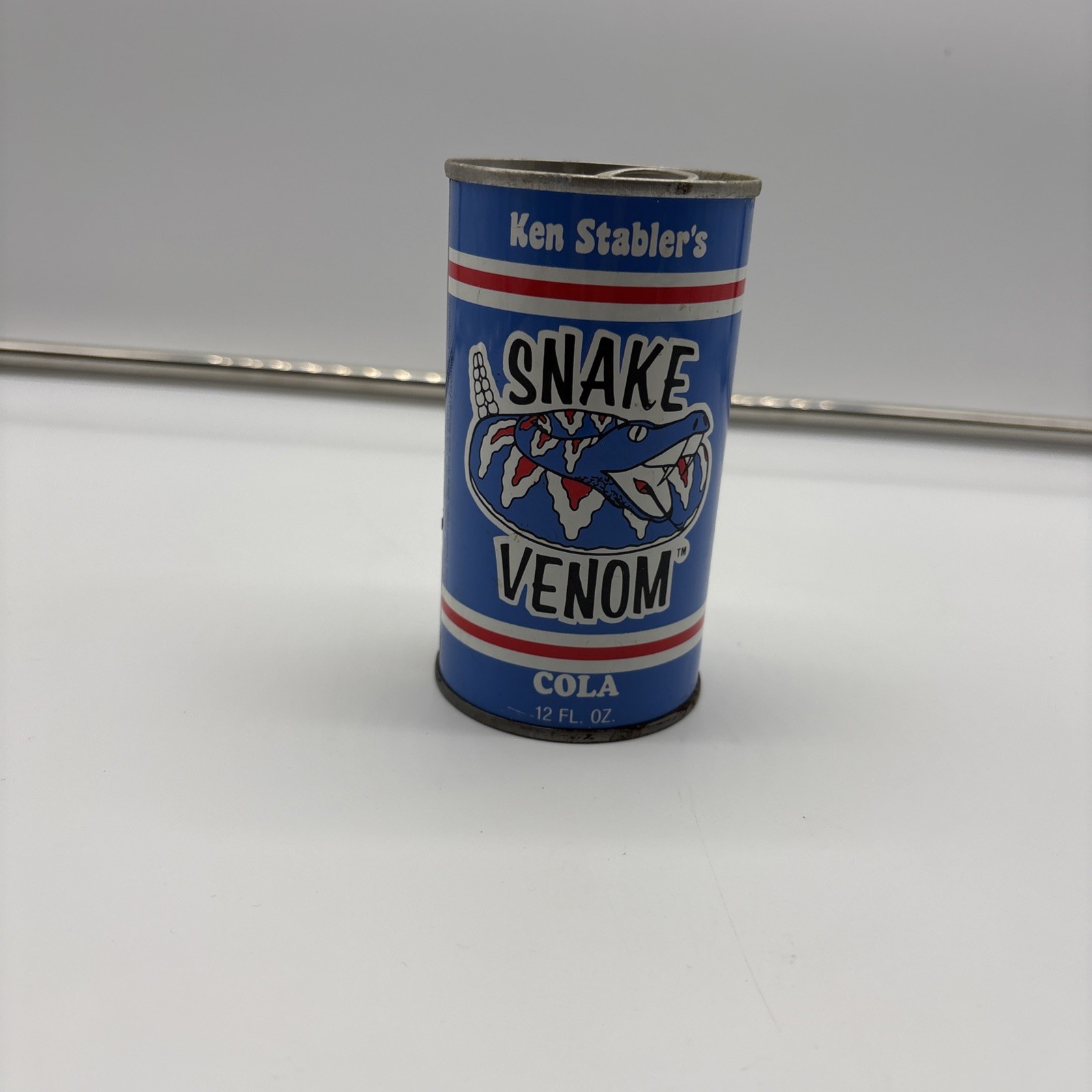 Vintage Ken Stabler's Snake Venom Cola Straight Steel Soda Pop Can Empty