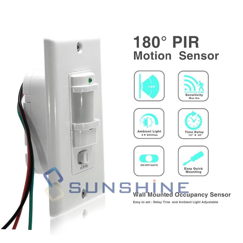 110V Automatic PIR Occupancy Motion Sensor Light Switch Auto On/Off Infrared