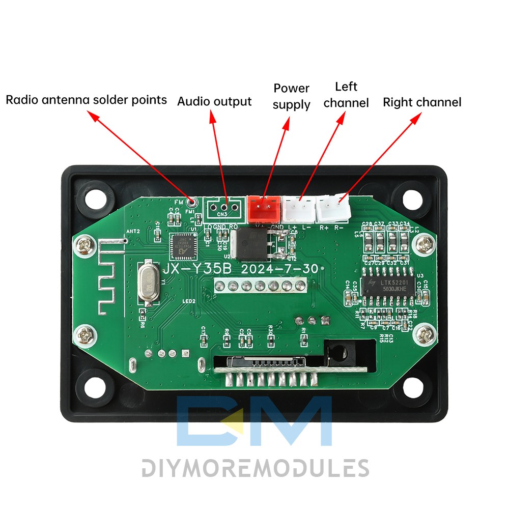 Audio Amplifier Board 2*25W 2CH Bluetooth 5.0 MP3 Decoder Board with Amplifier