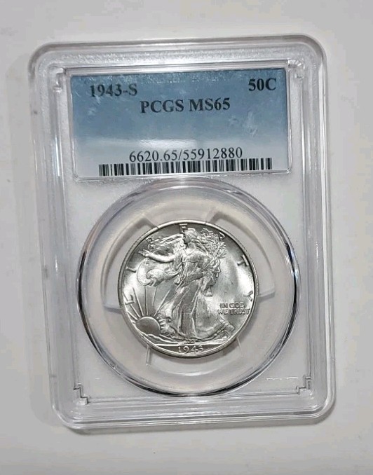 1943 S Walking Libery Half Dollar 50C PCGS MS65 90% Silver