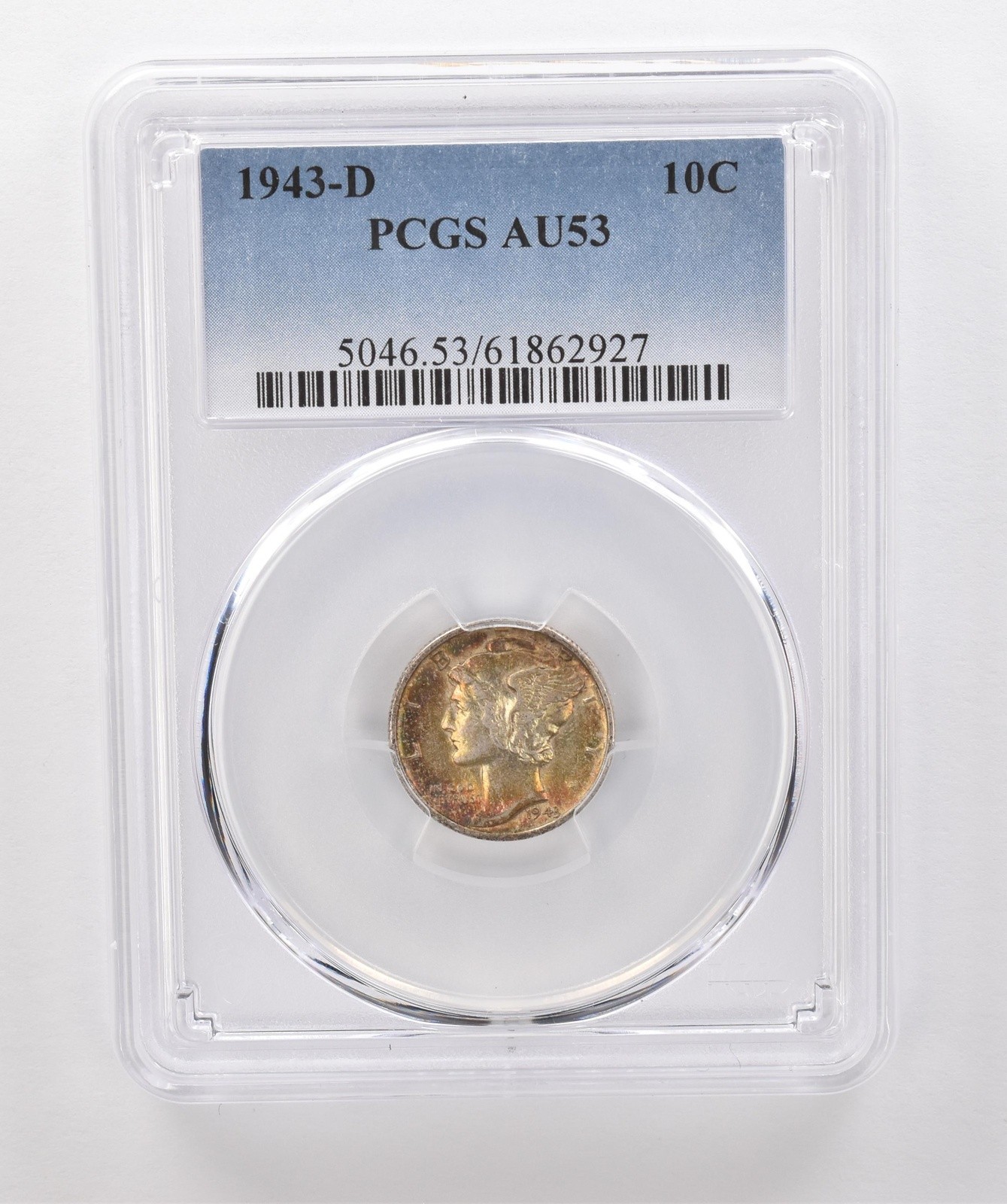 1943-D Mercury Dime AU53 PCGS Beautiful Tone *1841