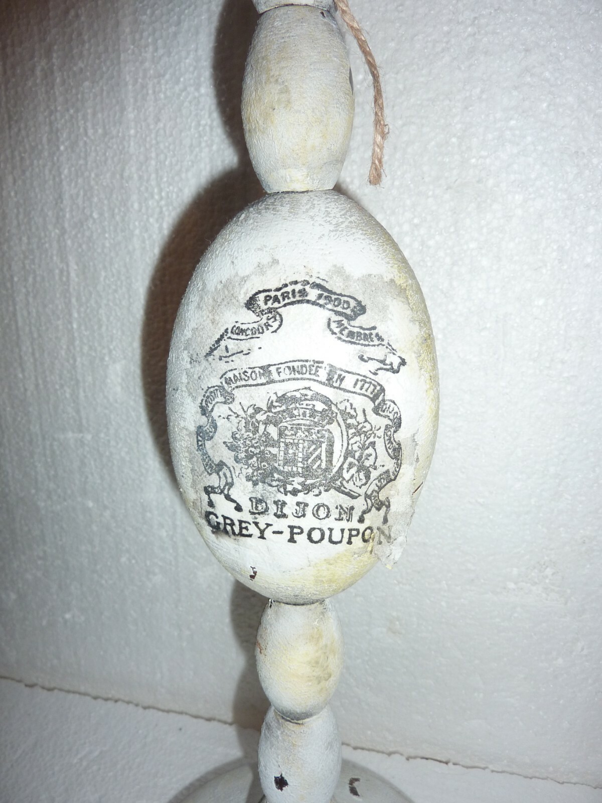 Large Country Primitive Naive Metal Candle Holder Devonshire Cream & Grey Poupon