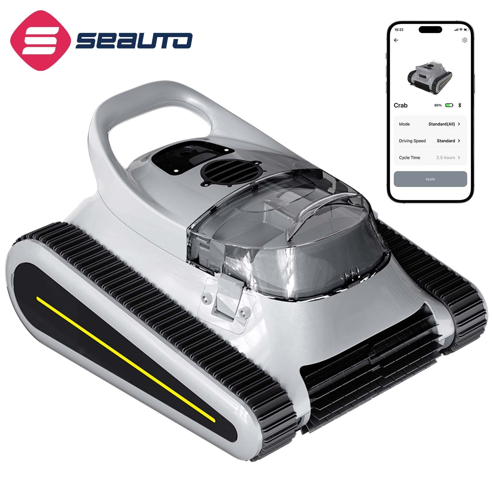 Seauto Cordless Robotic Pool Cleaner Wall Climbing 3 Modes Automatic App Support