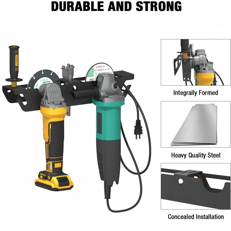 2X Angle Grinder Holder - 4 Bay Angle Grinder Rack/Stand Storage Rack Wall Mount