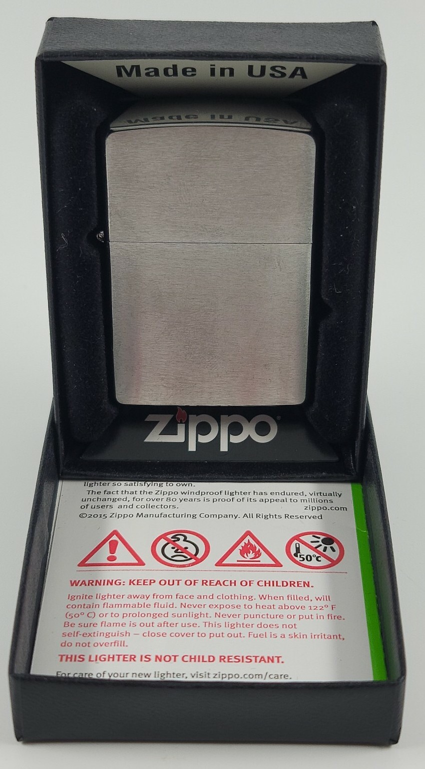NEW ZIPPO WINDPROOF LIGHTER ORIGINAL BOX D13 CODE BRADFORD PA USA