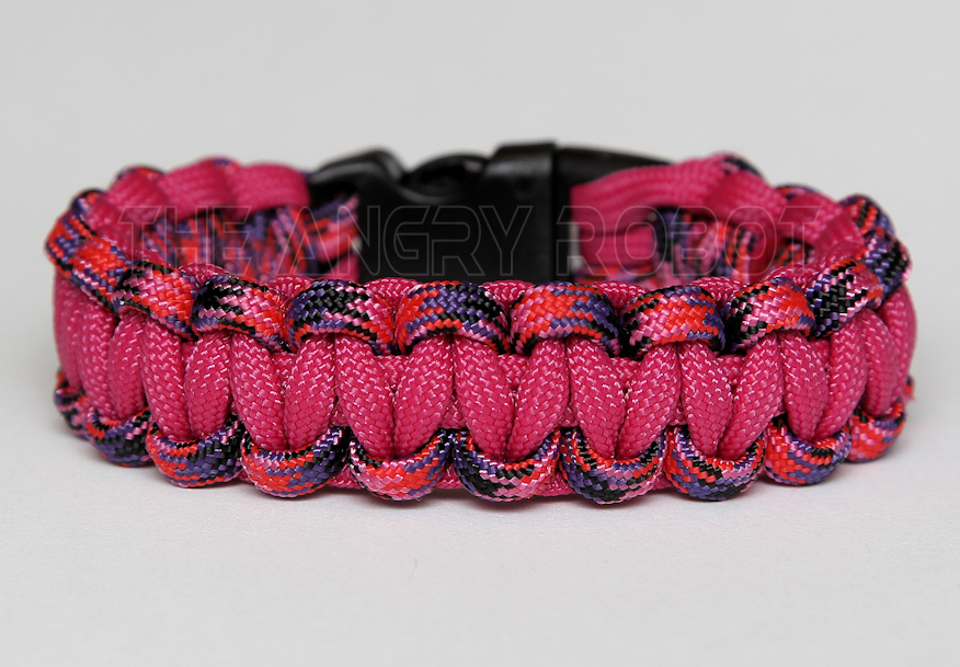 550 Paracord Survival Bracelet Slim - Candy Snake & Fushia
