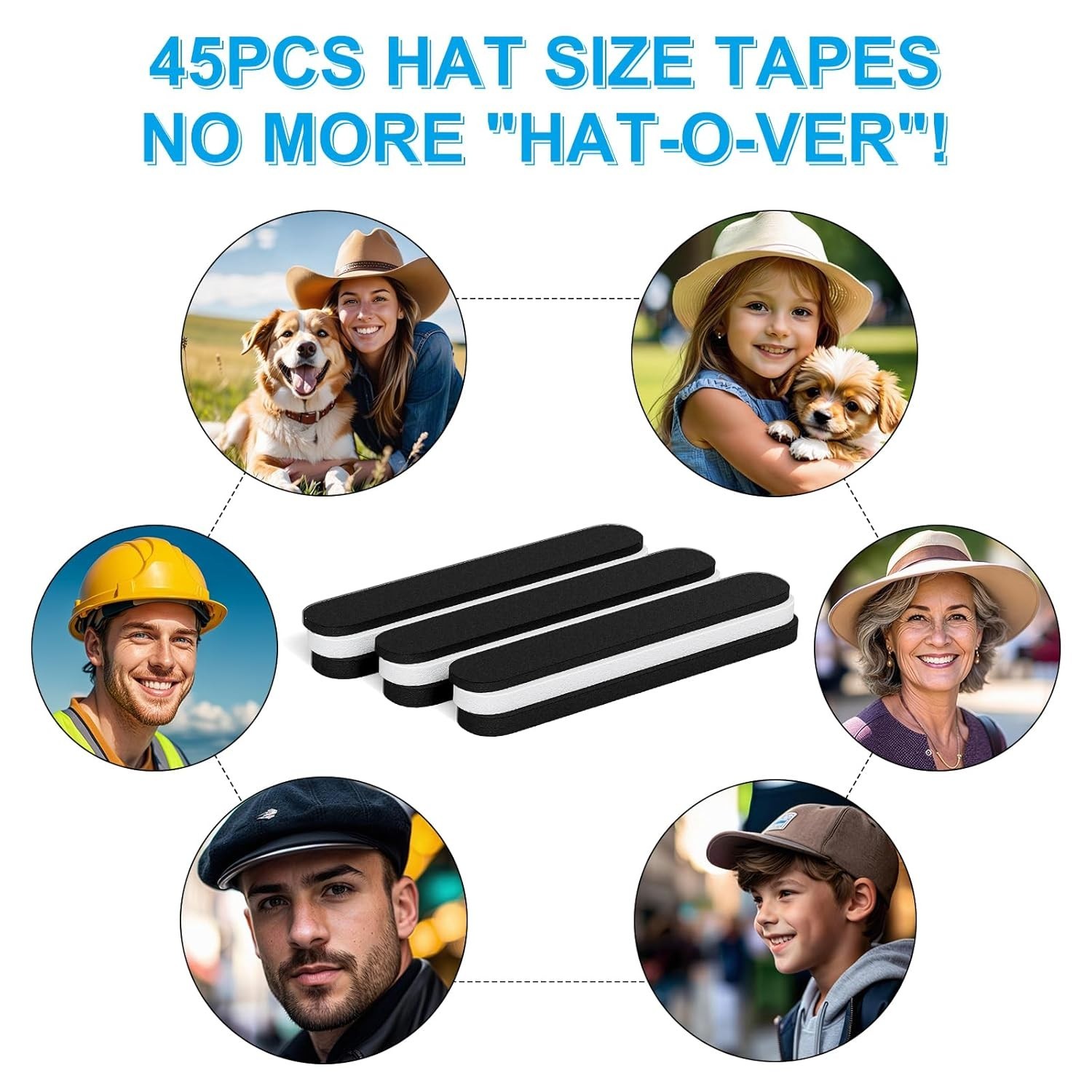45PCS Hat Size Tape, Hat Size Reducer, Foam Reducing Tape for Hats Caps Sweatban