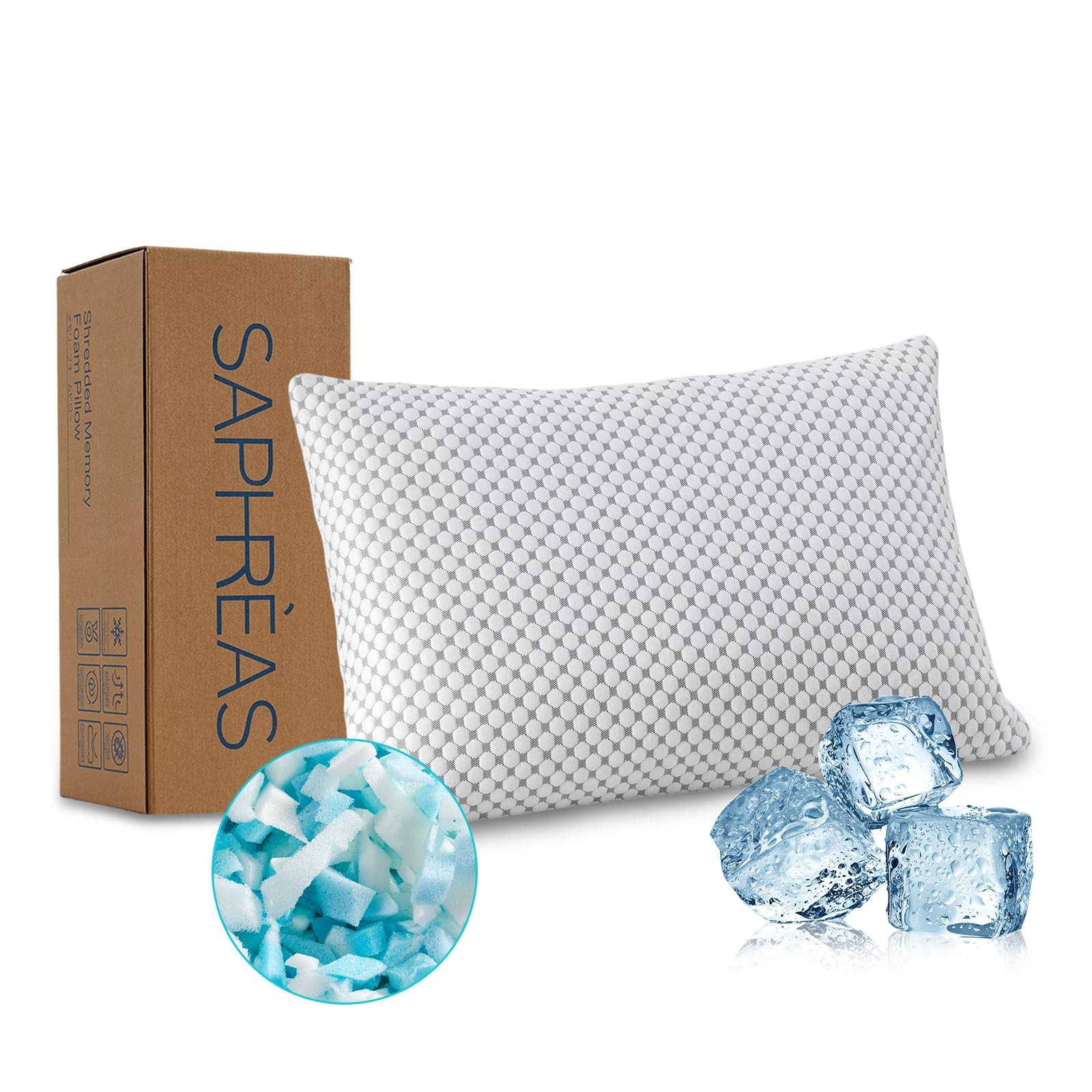 SAPHREAS Cooling Bed Pillows Standard for Sleeping, Luxury Hotel Shredded Mem...