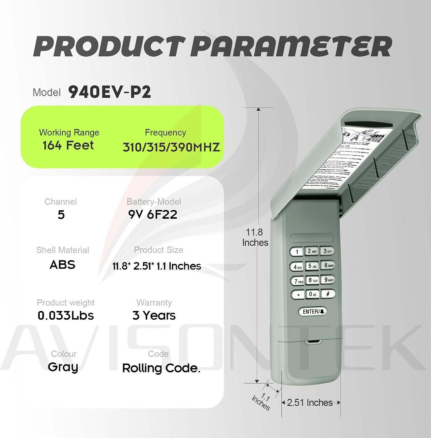 940EV-P2 Garage Door Keypad Replacement for LiftMaster Chamberlain Universal ...