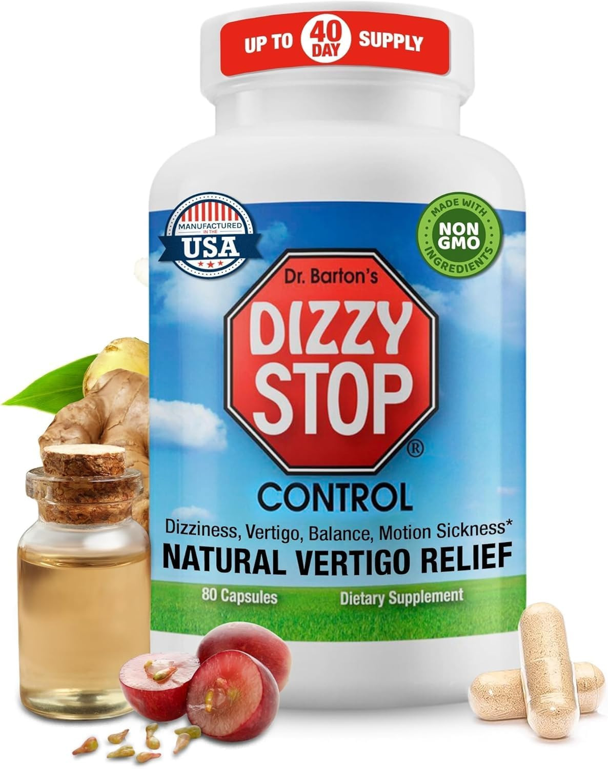 Dr. Barton's Dizzy Stop: Natural Vertigo, Dizziness, Motion Sickness Relief