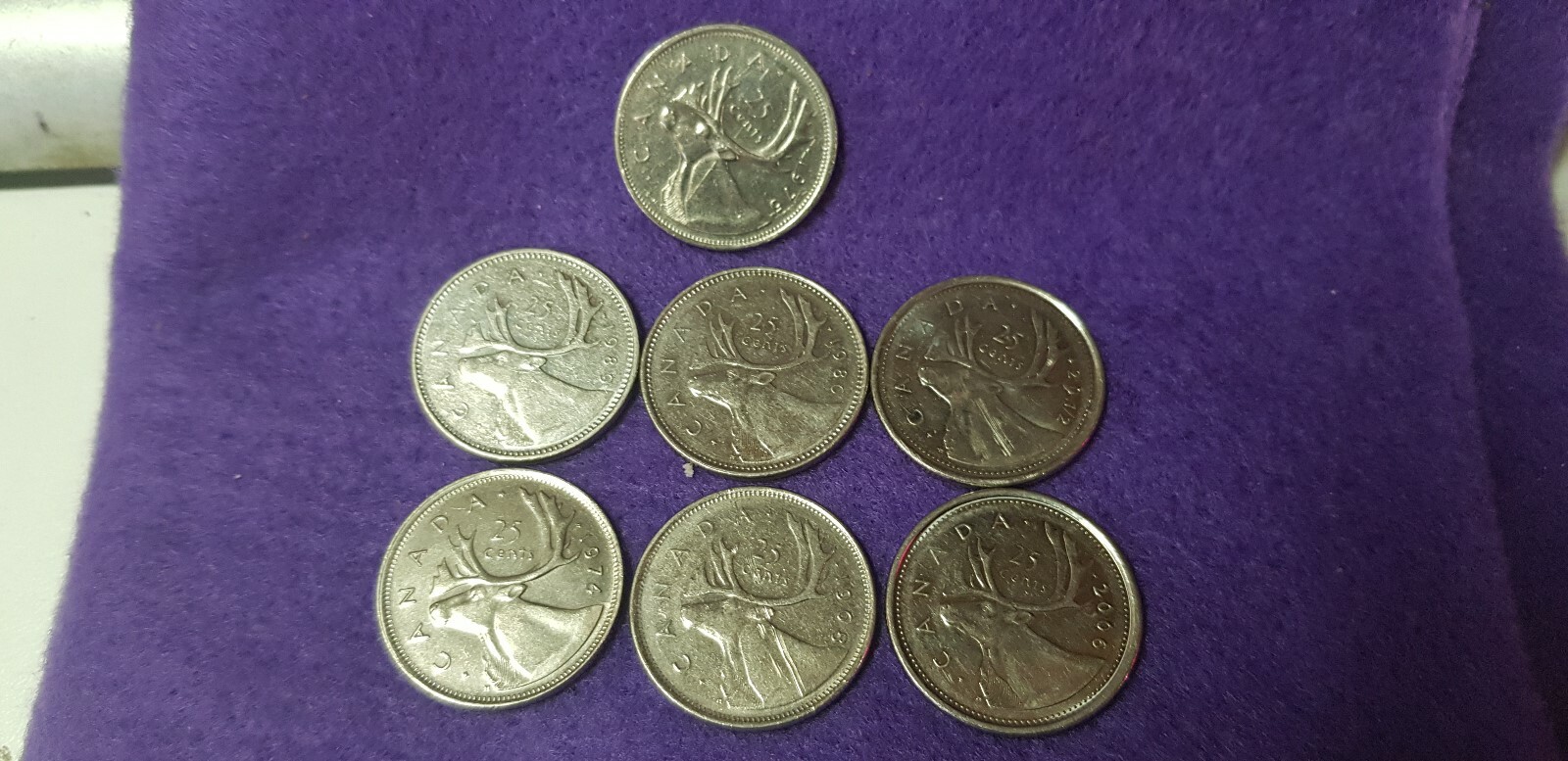 @@@ 7 X  MIXED DATES CANADA TWENTY FIVE CENTS No 2 @@@..