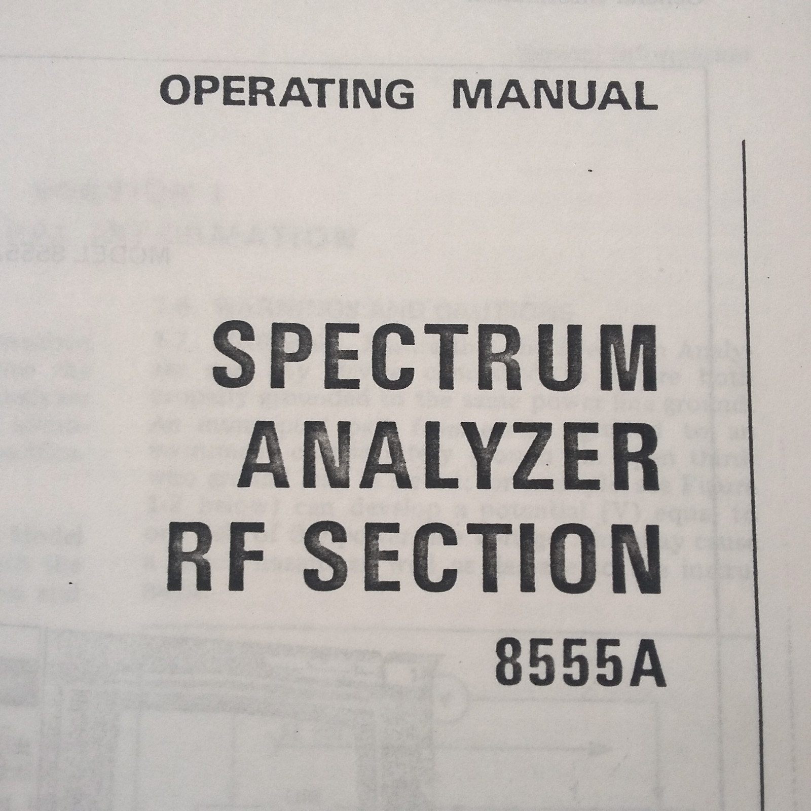 HP 8555A Spectrum Analyzer Operating Manual