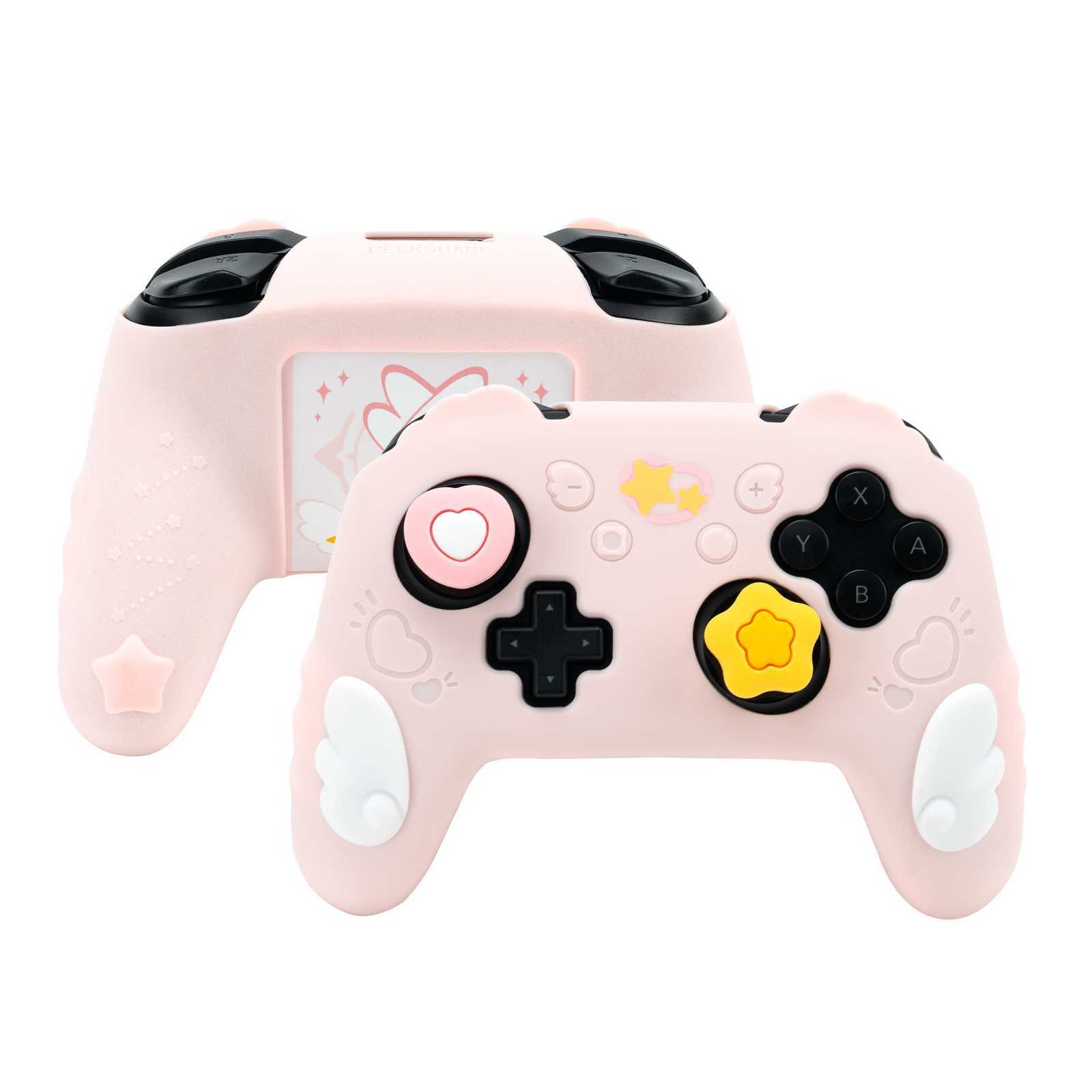 GeekShare Case Cover & Thumb Grips for SwitchPRO Controller Skin Star Wing Pink
