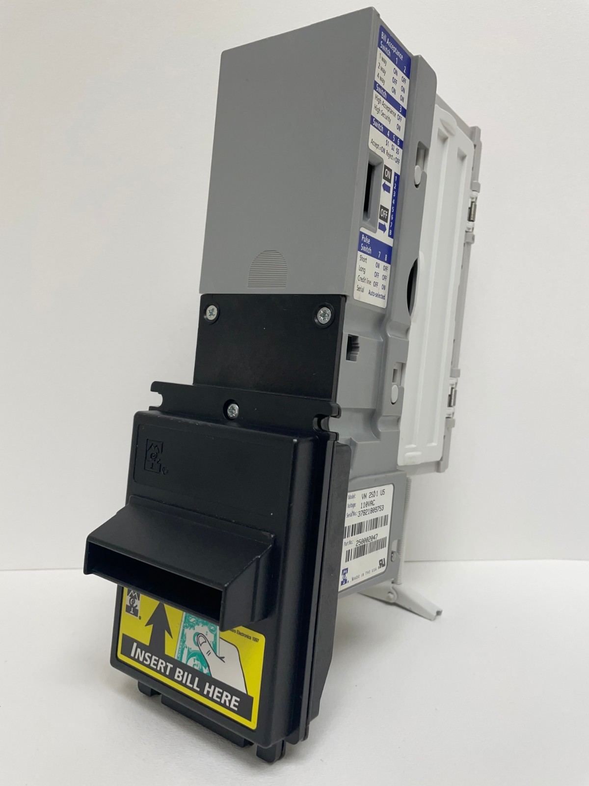 Mars VN 2501 U5 117V BILL ACCEPTOR BILL VALIDATOR $1 ONLY *COMPLETELY REBUILT*