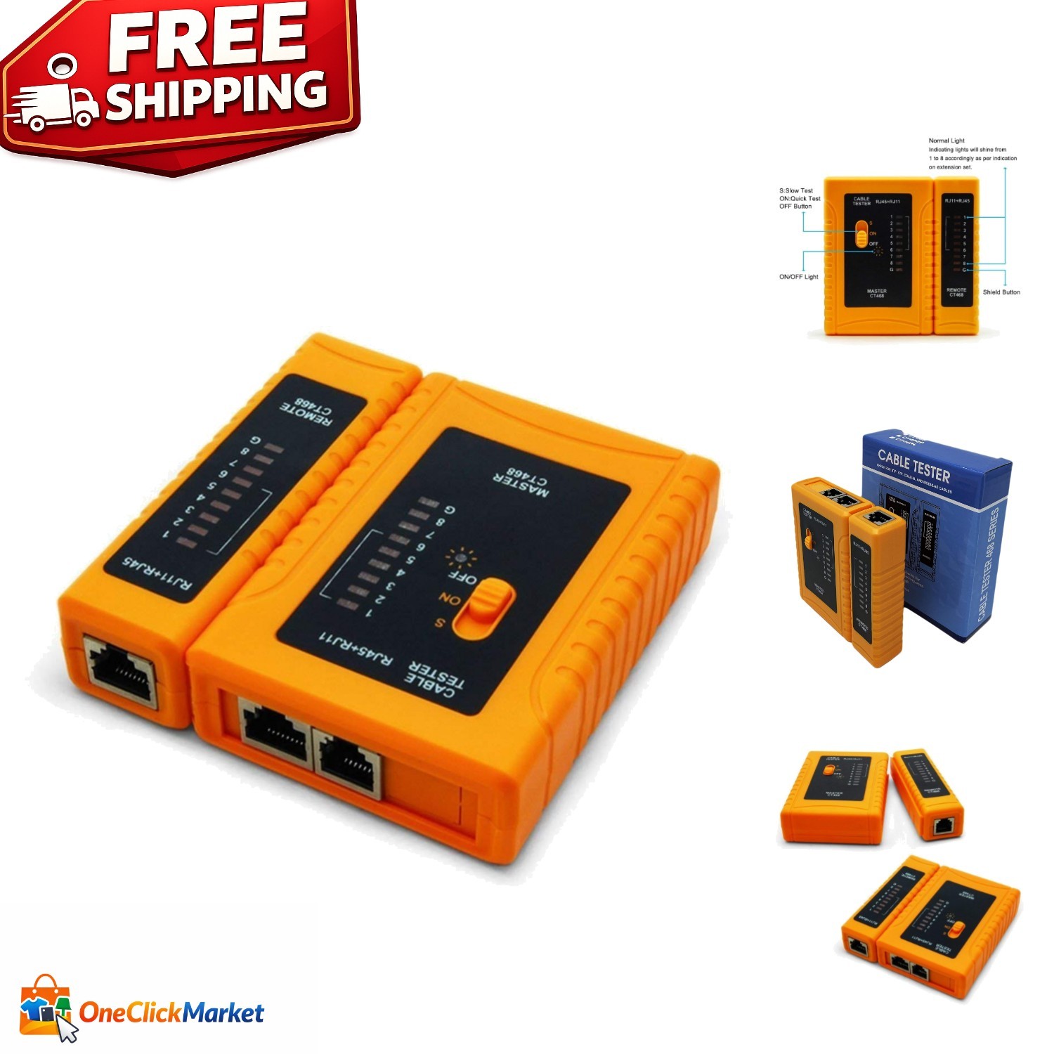 Reliable RJ45 Network Cable Tester - Automatic Circuit Testing with LED Status