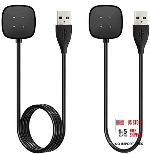 [2-Pack] Charger Cable Compatible with Smart Watch Fitbit Sense/ 3.3ft+1ft