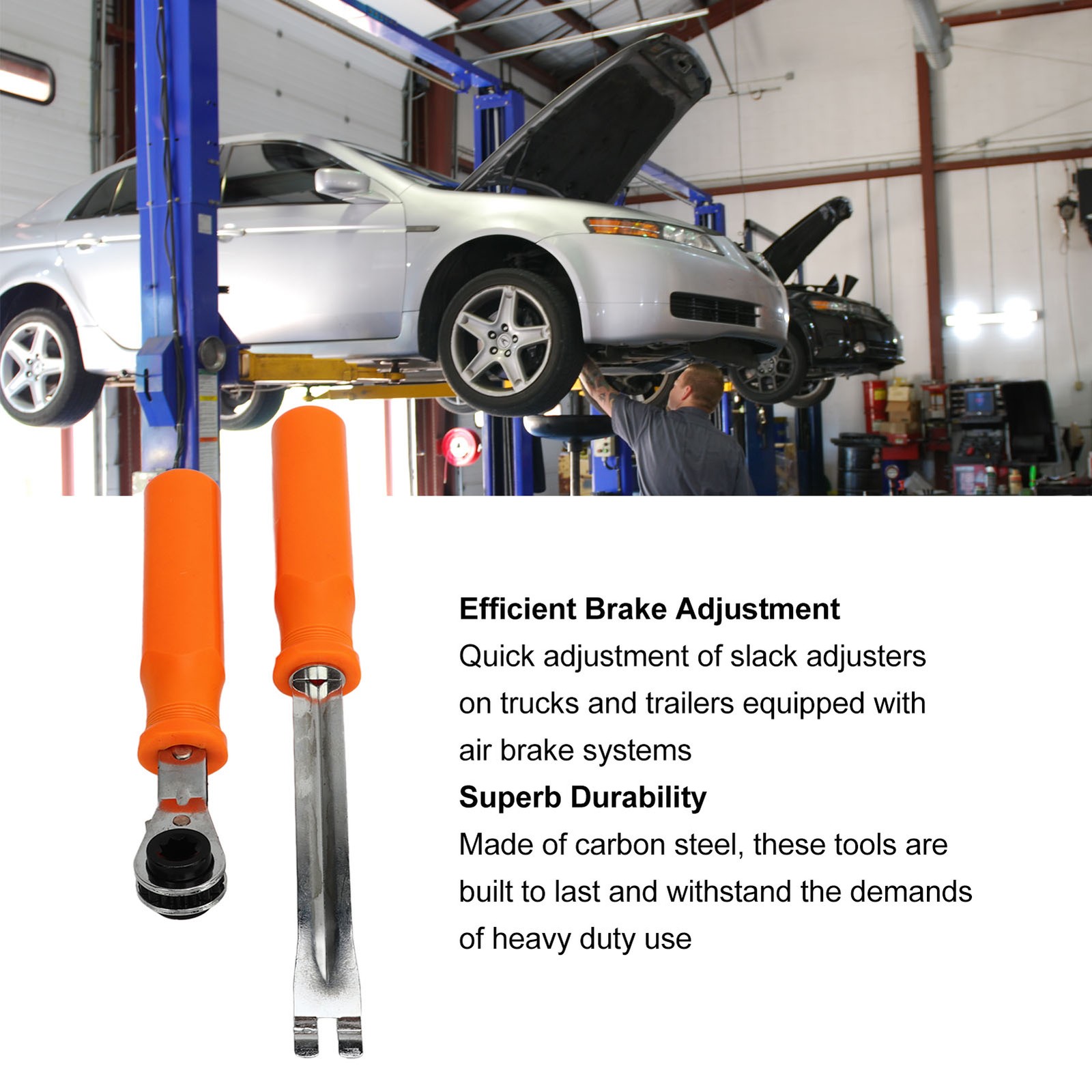2PCS Automatic Slack Adjuster Tool Set Fork End Release Tool Double Square