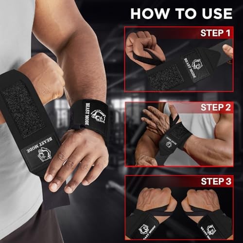 Weightlifting 18" & 12" Wrist Wraps with Thumb Loop – Black 18" – Beast Mode