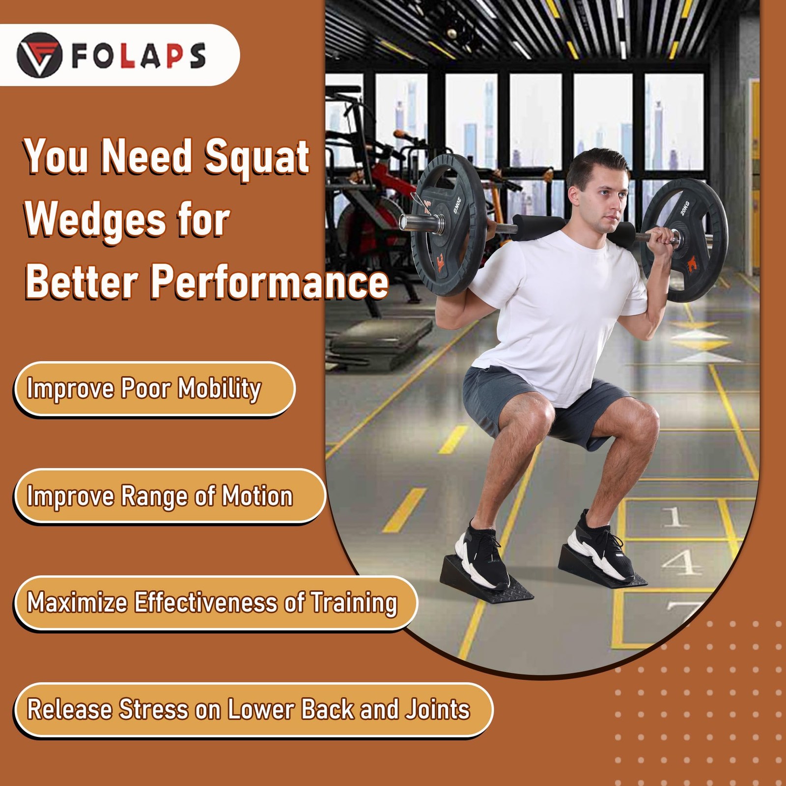 Squat Wedge Block with Guide for Heel Elevated Squat Weightlifting Slant Boar...
