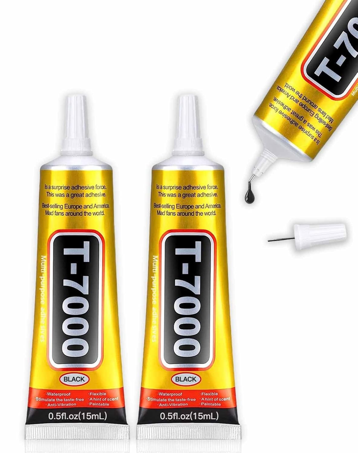 ALECPEA T-7000 Black Adhesive Glue 2PCS 15ml High Performance Waterproof Repair