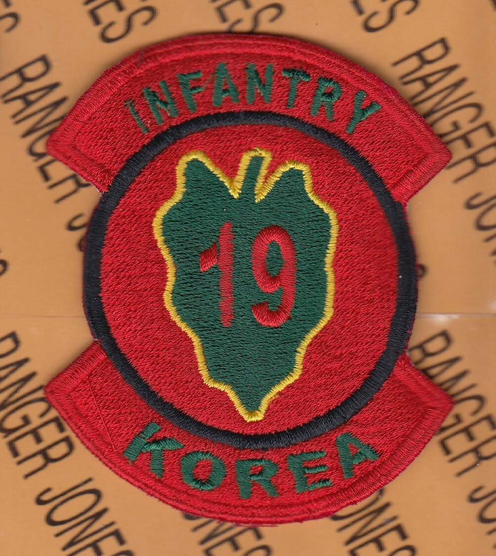 US Army 19th Infantry Regiment 24th Inf Div KOREA tab arc patch ~3.25"