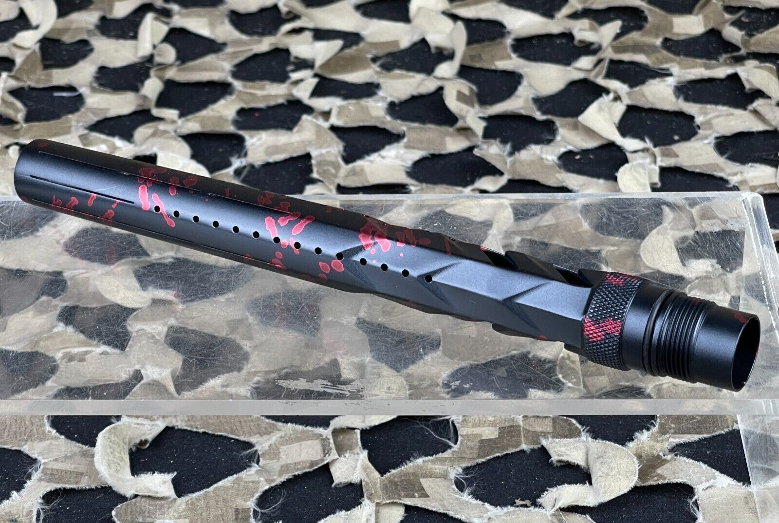 NEW HK Army FXL (Freak XL) Elite "Fossil" Barrel Tip - Dust Black/Red Splash