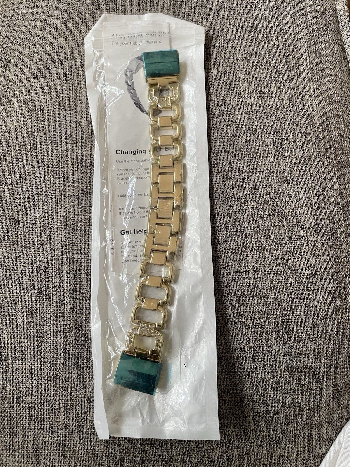 Fitbit Charge 2 Alloy Goldtone Watch Band W Rhinestones NEW In Pkg