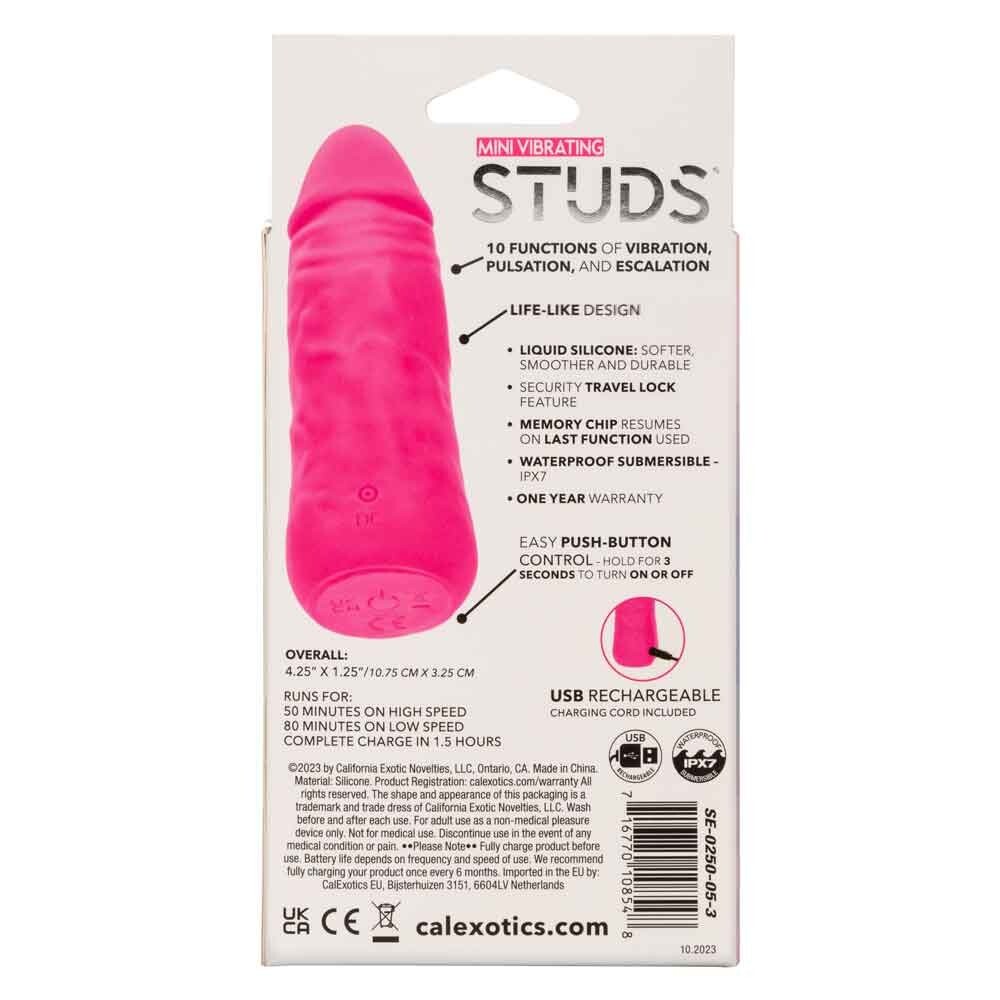 CalExotics Studs Mini Silicone 4.25" Waterproof Vibrator Pink