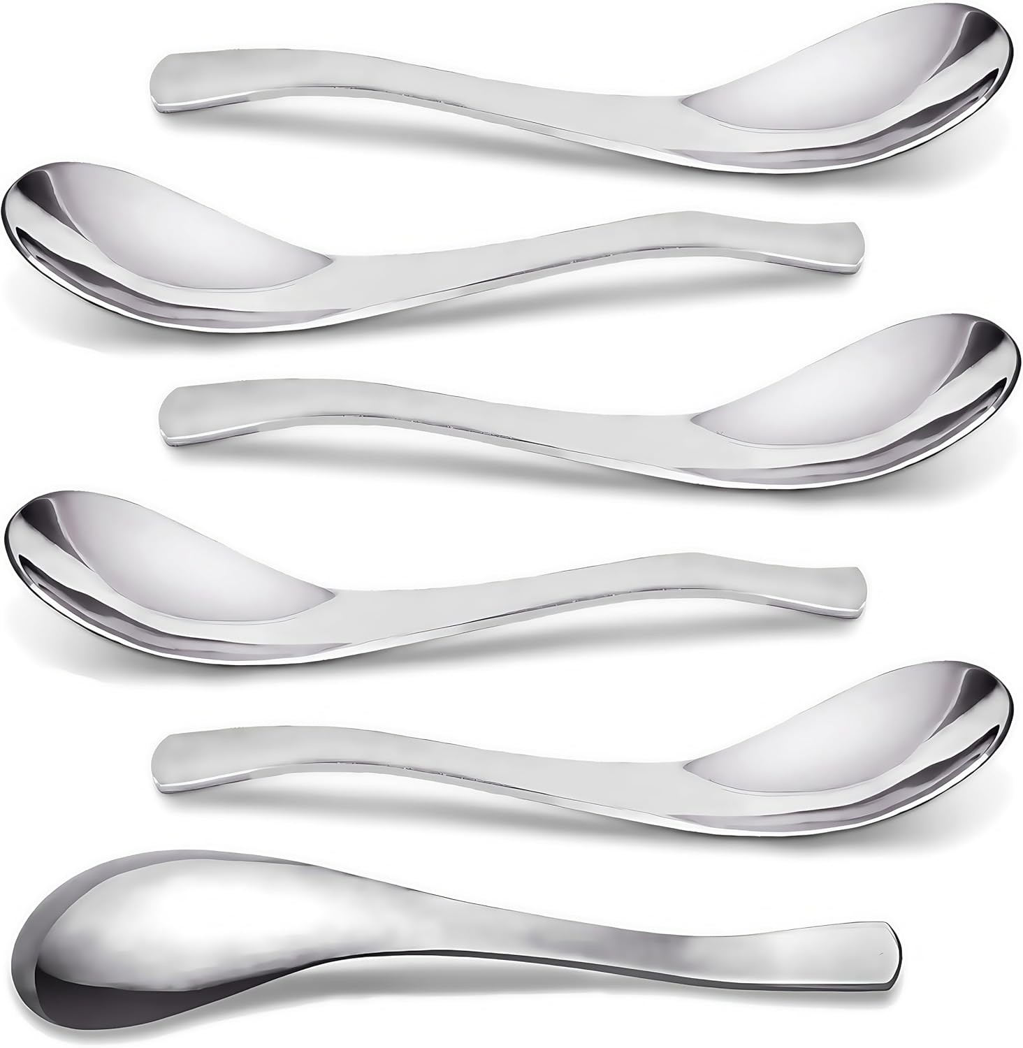 Soup Spoons,Stainless Steel Korean Spoons Asian Soup Spoon,6.3 Inches Heavy Duty