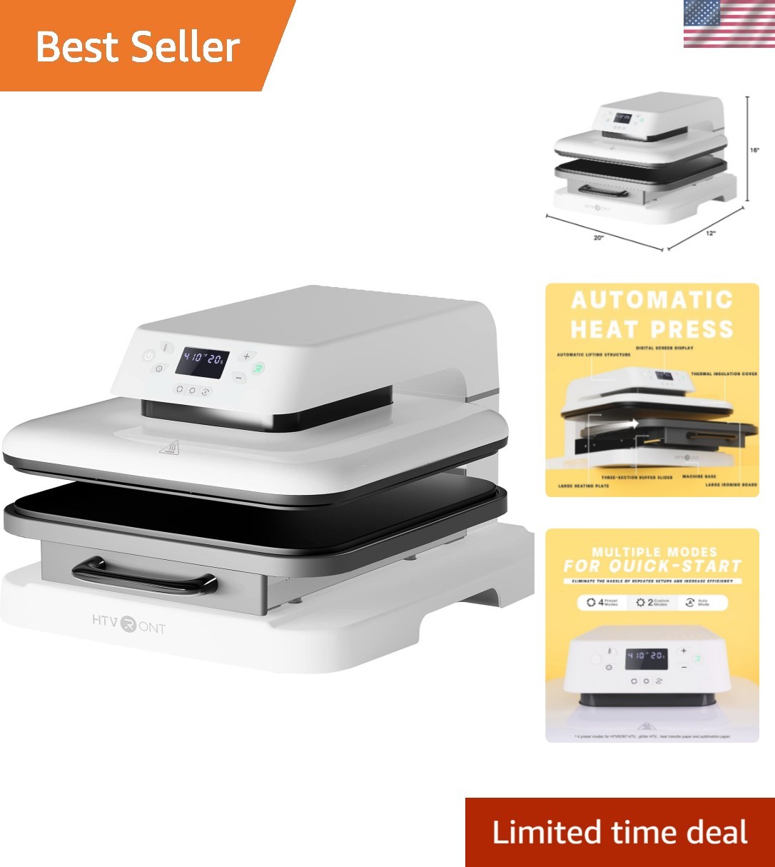 Auto Heat Press Machine for T Shirts - 15x15 Smart T Shirt Press Machine with...