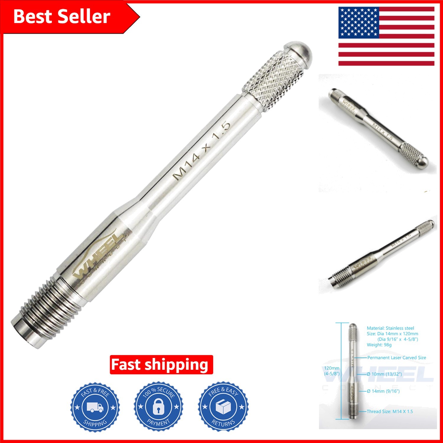 M14x1.5 Wheel Alignment Pin - Stainless Steel Tire Changing Tool for Safety