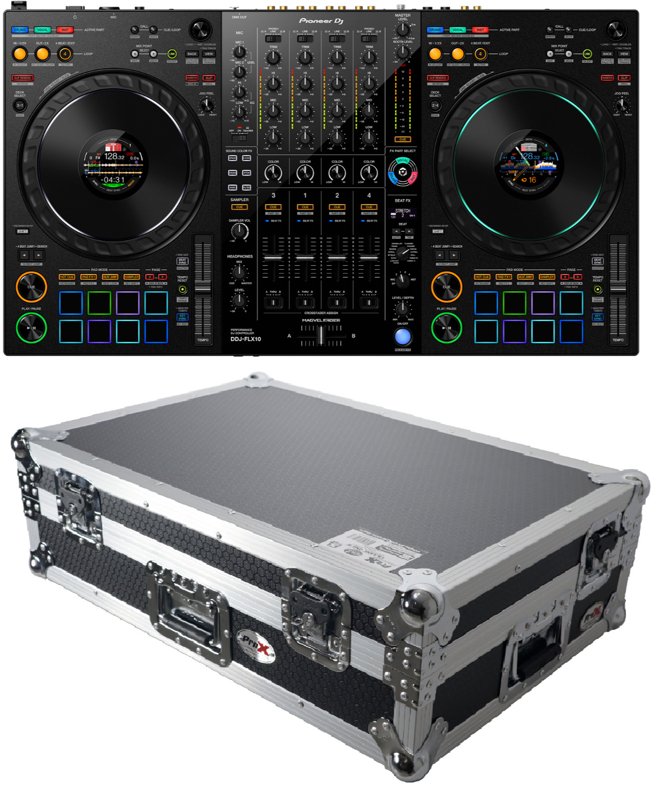 Pioneer DJ DDJ-FLX10 4-Channel DJ Controller  +  ProX XS-DDJFLX10W Case (MINT)