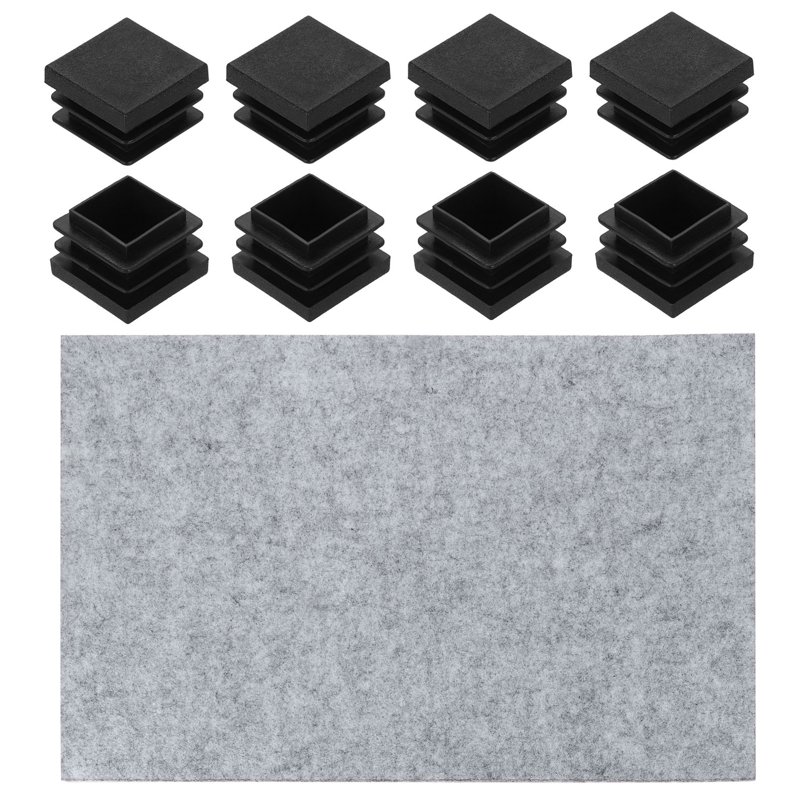 8Pcs 22mm/0.87" Square Plastic Plugs with Furniture Felt Pad Tubing End Cap