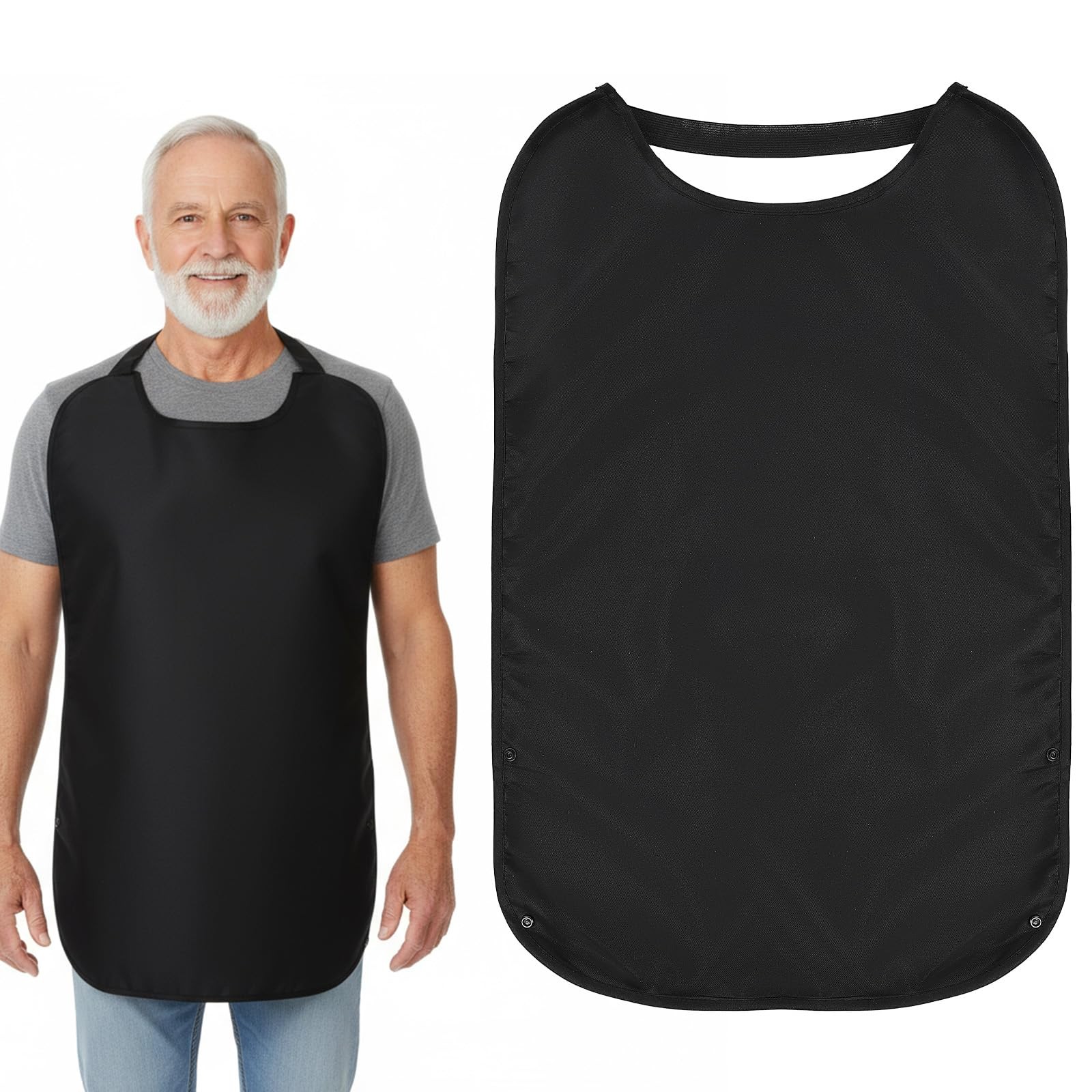 Nogeqi Bibs for Adults, Waterproof Washable Clothing Adult One Size, Black