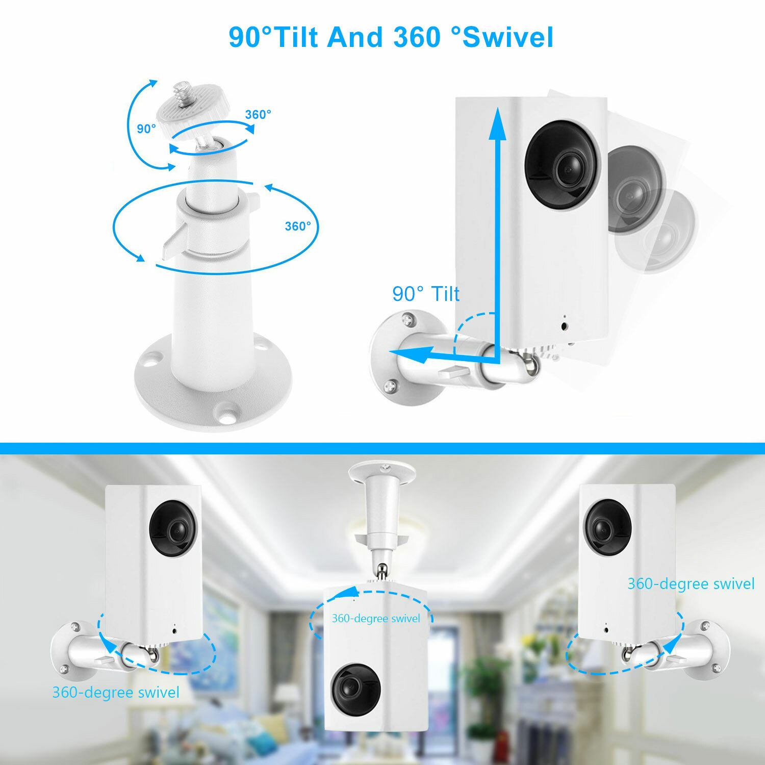 3pcs White Wall Mount Stand Bracket Adjustable For Arlo Pro 2 Security Camera