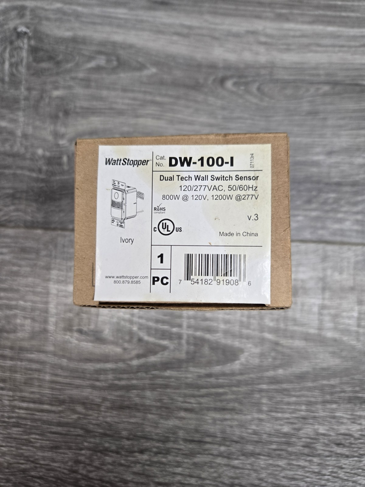 Wattstopper DW-100I Ivory Dual Tech Wall Switch Sensor