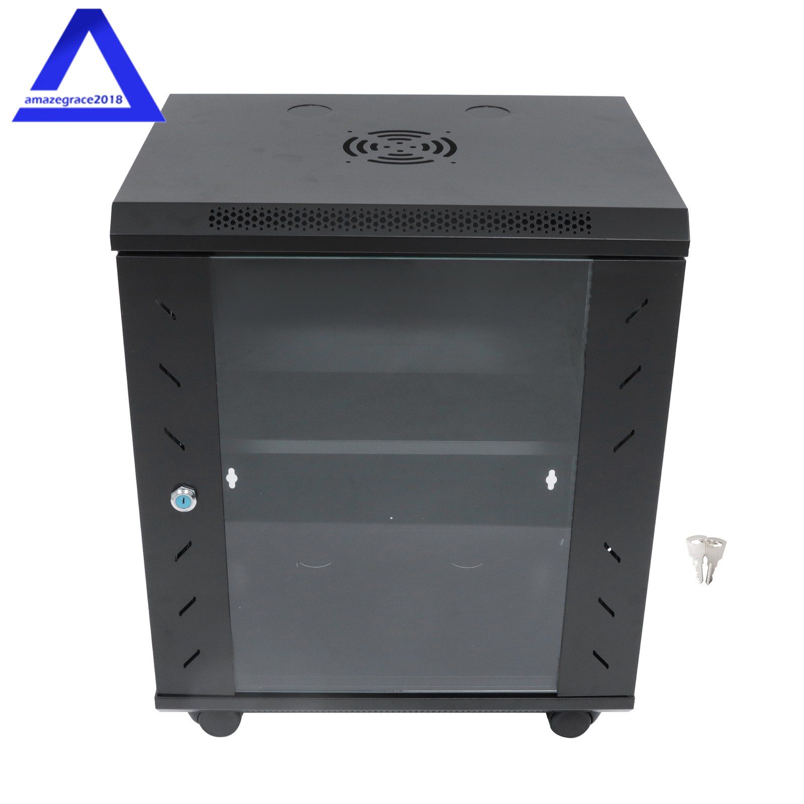 12U Wall Mount Server Cabinet Network Rack Vented Enclosure Lock Door 15.5''Deep