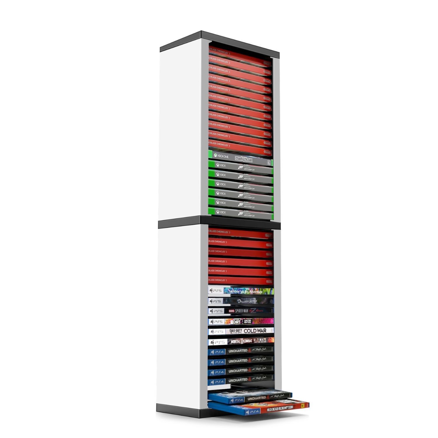 White Video Game Storage Tower for PS5, PS4, PS3, Nintendo Switch, Xbox,36 Disk