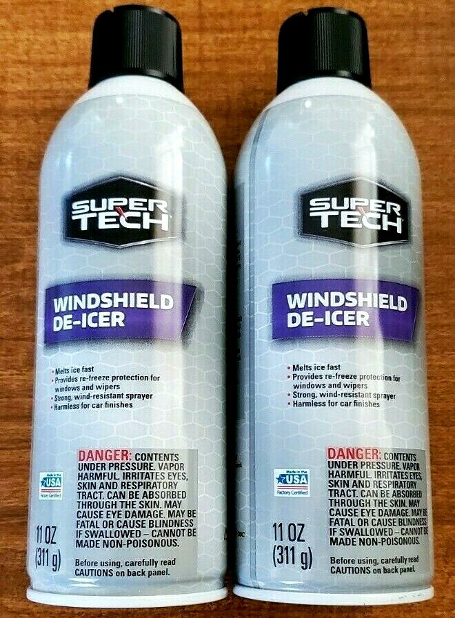 Lot of 2 SuperTech Automotive Windshield De-Icer Winter Ice Spray Aerosol Cans!!