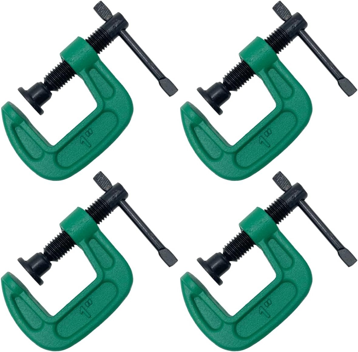 1-Inch C-Clamp Set, Heavy-Duty Cast Iron C-Clamps with 0.8-Inch Throat for Woodw
